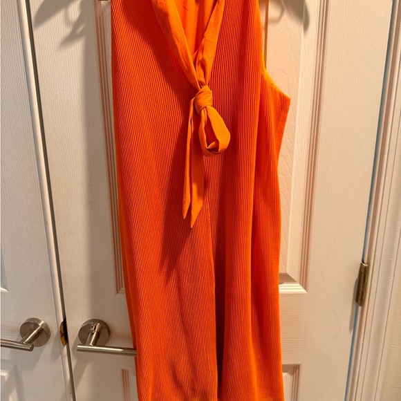 Japna Orange Halter Pleated Mini Sundress - Picture 4 of 6